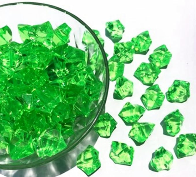 Ivie Colorful Crystal Stone Acrylic Glass Transparent Stone for Fish Tank,Aquarium,Terrariums,Vase,Plants,Garden Decoration (200grams) (green-2)