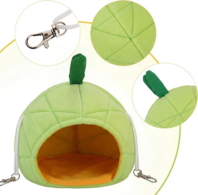 Jetec 2 Pcs Hamster Hammock Soft Bed Small Pet Animals Hamster Hanging House Cage Nest for Guinea Pig Rat Chinchilla Sleep and Play, Banana and Pineapple (Green)
