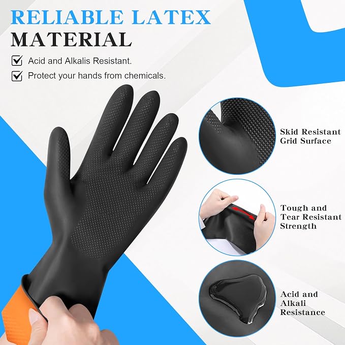 Haiou Chemical Resistant Nitrile Gloves Long Rubber Gloves for Drains, Acid, Oil, and Industrial Use Household Cleaning