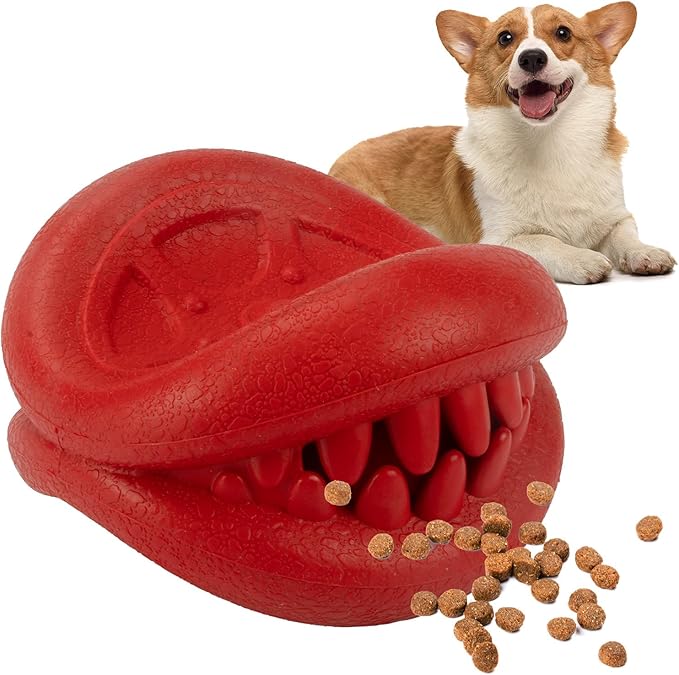 Durable Natural Rubber Dog Chew Toys for Aggressive Chewers, Treat Dispensing Dog Toys, Interactive Enrichment Toy to Keep Dogs Busy, Mental Stimulation, Clean Teeth
