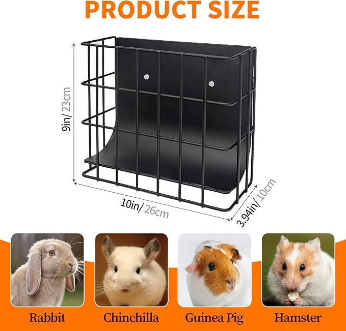 BESNEW Large Rabbit Hay Feeder,Upgraded Metal Guinea Pig Hay Feeder Hay-Leak Proof Bottom,Easy to Install,Bunny Supplies for Rabbit Guinea Pig Chinchilla Small Animals