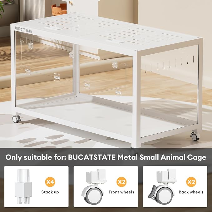 BUCATSTATE Cage 3.0 Universal Wheel & Stacking Accessories, Cages 3.0 Accessories That Support Moving and Stacking (for Cage 3.0, White)
