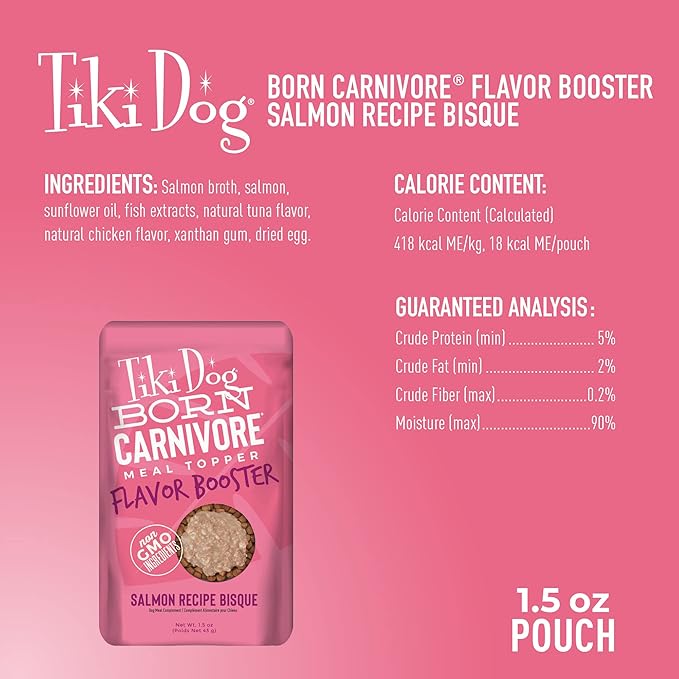 Tiki Dog Born Carnivore Dog - Dog Treats - Bisque - Salmon - 1.5 oz Pouch