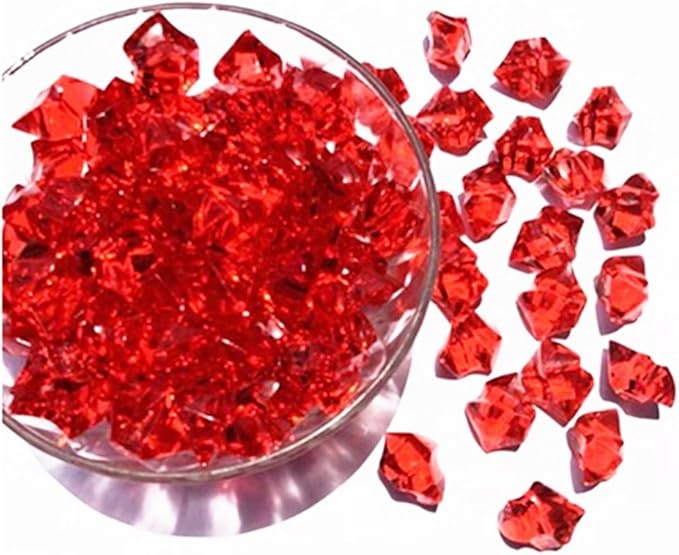 Ivie Colorful Crystal Stone Acrylic Glass Transparent Stone for Fish Tank,Aquarium,Terrariums,Vase,Plants,Garden Decoration (200grams) (red-2)