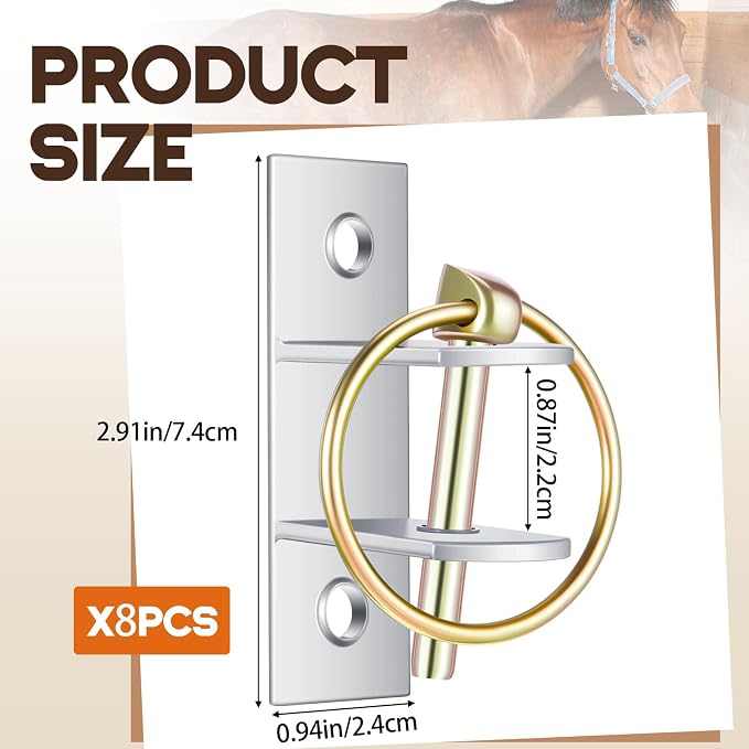 8 Pcs Water Bucket Hooks for Horses with Pin Heavy Duty Wall Mounted Horse Feed Bucket Hangers Holders Metal for Horse Stall Stable Barn Animal Supplies