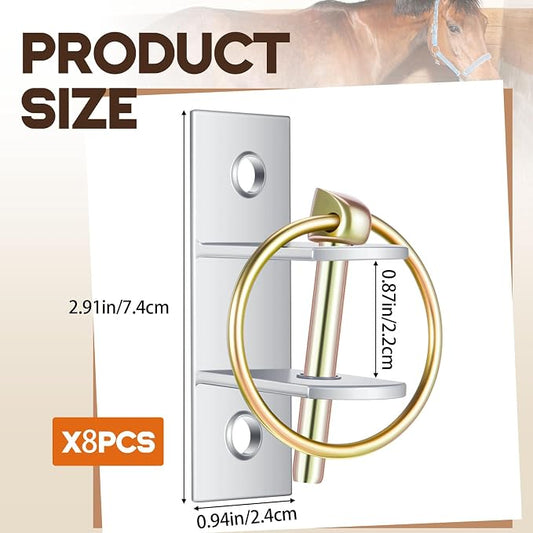 8 Pcs Water Bucket Hooks for Horses with Pin Heavy Duty Wall Mounted Horse Feed Bucket Hangers Holders Metal for Horse Stall Stable Barn Animal Supplies