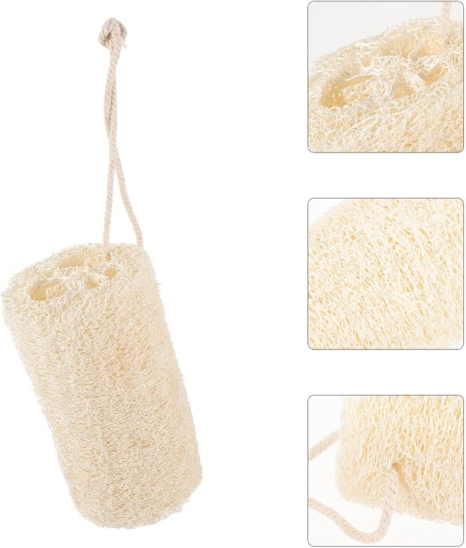 Kisangel Natural Loofah Chewing for Small Pets Molar Care for Hamsters Guinea Pigs Rabbits Chinchillas Parrots Thick Non-Toxic Teeth Grinder and Cleaning Loofah Scrubber with Rope
