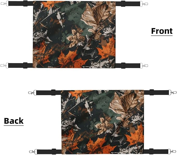 Camo Leaves Cat Hammock for Cage, Camouflage Hanging Cat Bed with Adjustable Straps and Metal Hooks, Soft Pet Cage Swing for Puppy Rabbits Small Animal