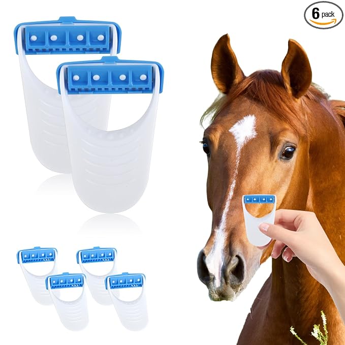 6 PCS Disposable Horse Grooming Razors, Stainless Steel Blade Detail Trimmers for Mane/Tail & Face Whiskers, Handheld Single‑Use Grooming Tools for Equine Care