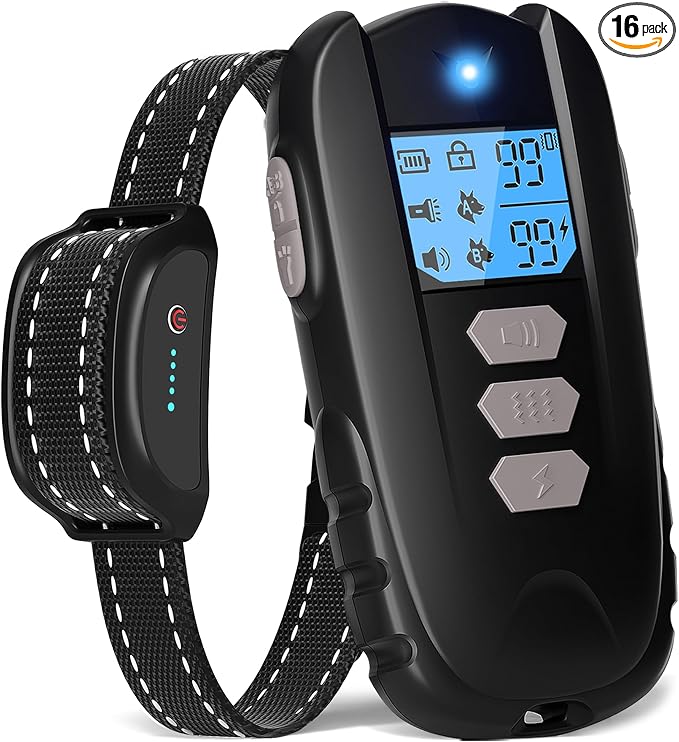 Dog Shock Collar with Remote Control – Shock Collar for Dogs 10–120 lbs, 2000FT Long Range IPX7 Waterproof Rechargeable Dog Training Collar with 4 Safe Modes Beep Vibration Shock & Flashlight Black