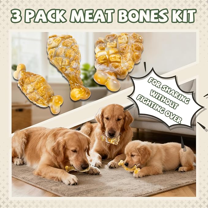 YINEYA Indestructible Dog Toys for Aggressive Chewers 3 Pack, Tough Dog Chew Toys for Aggressive Chewers Medium and Large Breeds, Durable Dog Toy to Keep Them Busy, Chicken Flavored