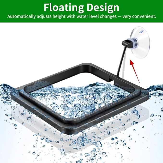 2PCS Fish Feeding Ring, Square and Round Aquarium Feeding Ring with Suction Cup for Betta Goldfish Guppy Turtle, Floating Fishes Feeder Rings for Fish Tank (Black)