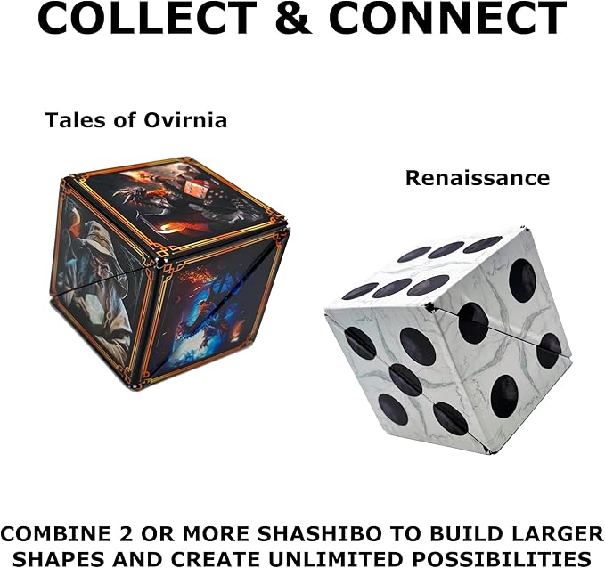 Shashibo Shape Shifting Box - Award-Winning STEM Fidget Toy with Ultra Strong Magnets - Puzzle Cube Transforms Into 100+ Shapes, Perfect Sensory Gift for Kids, Teens, and Adults (Tales of Ovirnia)