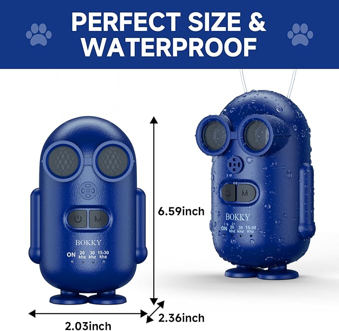 BOKKY 2 Pack Dog Bark Deterrent Devices in 3 Adjustable Modes Convertible Waterproof Anti Barking Silencer for Dog - Ideal for Outdoor and Indoor(Blue)