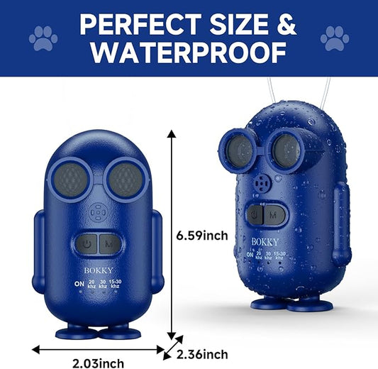 BOKKY 2 Pack Dog Bark Deterrent Devices in 3 Adjustable Modes Convertible Waterproof Anti Barking Silencer for Dog - Ideal for Outdoor and Indoor(Blue)