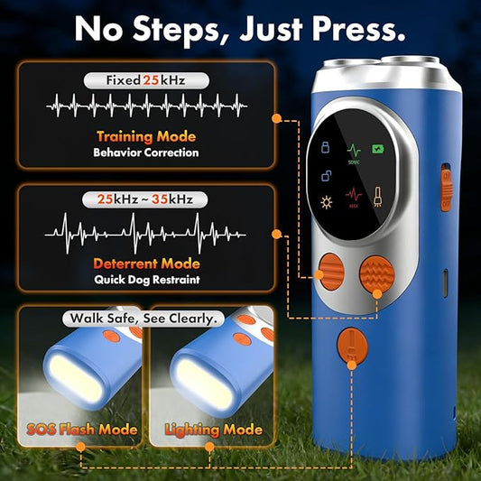 dessports Anti Barking Device for Dogs - 2026 LED Screen 3X Ultrasonic Dog Bark Deterrent Device for Own & Neighbors' Dog, 50 FT Range Rechargeable Barking Silencer Indoor Outdoor Training