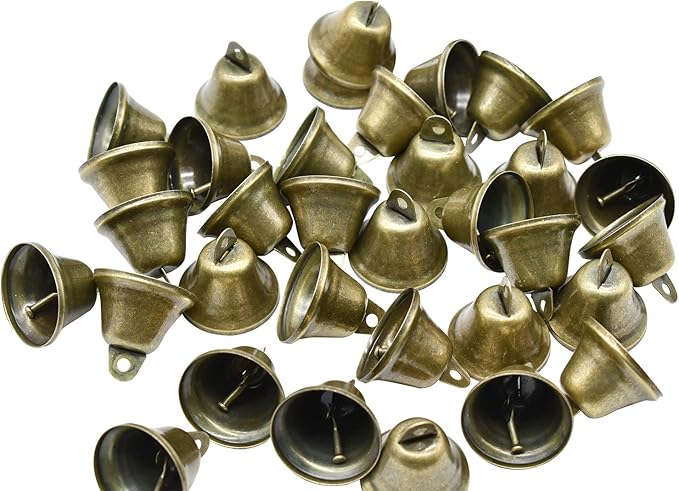 Maydahui 35 PCS Vintage Bronze Jingle Bells (1.7 X 1.5 Inches) for Dog Doorbell Potty Training Housebreaking Making Wind Chimes Christmas Bell