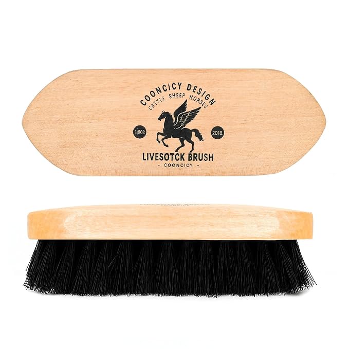 Medium Livestock Brush for Goat, Cattle, Cow | Goat Supplies & Accessories, Brushes for Grooming, Wood Handle