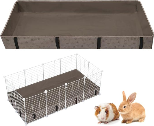 Funfurry Waterproof Guinea Pig Cage Liner,Washable Tarp Bottom Base,Cage Liners for Small Animals,Hamster Chinchilla Hedgehog Ferret Rabbit. (Tan Brown-Paw, 24" X 60")