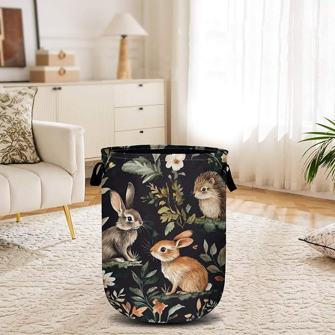 Cute Animal Laundry Basket, Laundry Hamper Collapsible Oxford Cloth with Handle Clothes Storage Bin for Bathroom Laundry Room Bedroom 15.7 X 20 Inch