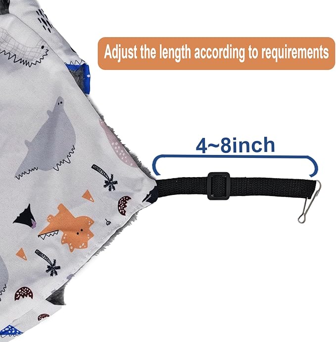 2Pcs Straps are Adjustable Guinea Pig Rat Hanging Warm Plush Hammock Ferret Cage Accessories for Small Animals Chinchilla Sugar Glider Ferret Squirrel (White Dinosaur)
