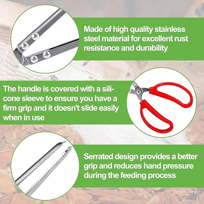 Vodolo Snake Feeding Tongs,2PCS 15 Inch Reptile Feeding Tongs,Extra Long Large Tweezers for Corn Ball Python Accessories,Bearded Dragon Reptile Gecko Tank Accessories Terrarium Supplies