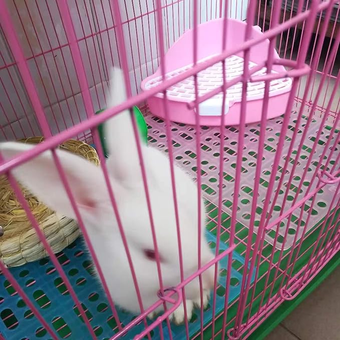 Hamiledyi 4 Piece Rabbit Feet Pad 13.4×9.8x0.4'' Hole Leak Water Design for Plastic Bunny Feet Pad Playpen Feet Mats Plastic Rabbit Cage Mat for Guinea Pig Hamster Chinchilla Ferret