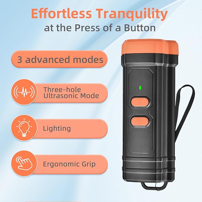 Ultrasonic Anti Barking Device for Dogs - LED Light, Compact & Portable Bark Deterrent Device for Indoor/Outdoor Use, Effective for Your Dog and Neighbor’s Dog Bark Control (Brown)