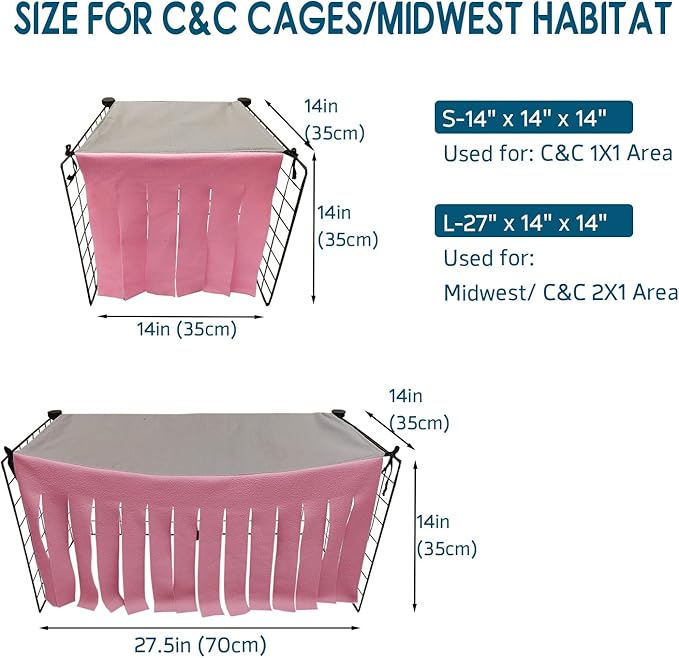 RIOUSSI Guinea Pig Hideout Hideaway Corner Fleece Toys Cage Accessories with Reversible Sides. Pink, Rectangle