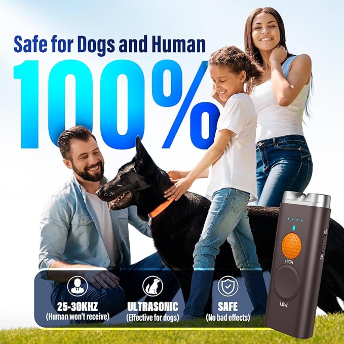 Dog Bark Deterrent Device, Anti Barking Device for Dogs Training Indoor Outdoor No More Bark Ultrasonic 2X Effective Emitters 50ft Range to Stop Neighbors Dog Barking Rechargeable for All Dogs