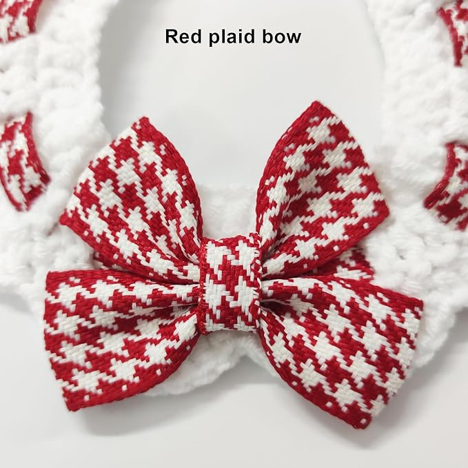 Elegant Lace Cat Collar with Cute Bow,Kitty Collars with Bow Tie,Pet Lace Bib Collar with Cute Bow,Cat Princess Costumes,Red,1 Piece
