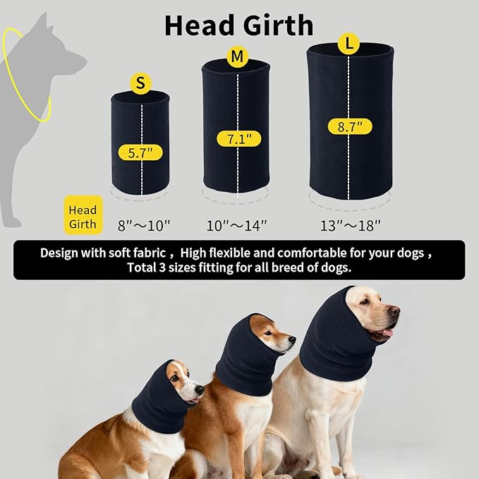 3Pack Dog Calming Hoodie for Small to Large Dogs High Elastic Pet Anxiety Relief Ear Wrap Cat Calming Collar Noise Reduce Protection for Fireworks,Thunder,Force Drying (Small+Medium+Large) (Black)