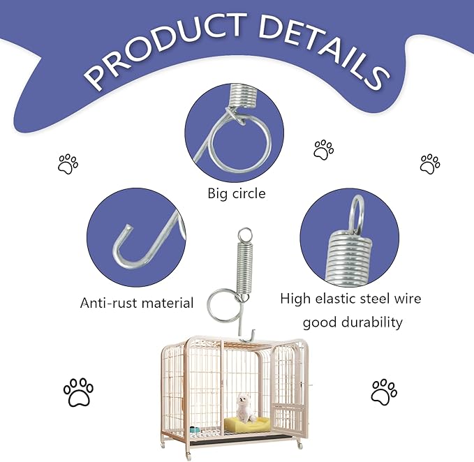20Pcs Spring Cat Door Latch and Catches, Multi-Functional Pet Door Spring Latch Hook Wire Cage Clips, One-Handed Fixing Pet Rabbit Cage Wire for Rabbit Dog Cat Parrot Guinea Pig Squirrel Cages