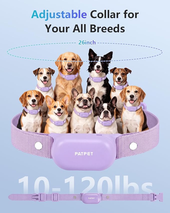 PATPET Shock Collar for Dogs - 4000FT Dog Training Collar with Remote, IPX7 Waterproof 4 Modes(Beep/Vibration/Shock/Safe) Dog Shock Collar, Rechargeable for Small Large Dogs (8-120Lbs) (Purple)