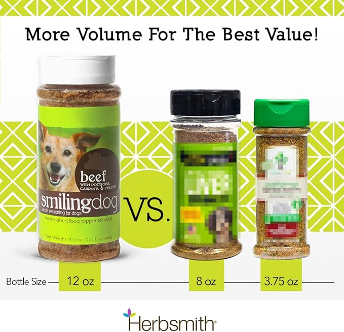 Herbsmith Bone Broth Kibble Seasoning - Freeze Dried Meat + Bone Broth Powder for Dogs - Beef - 3.35 oz