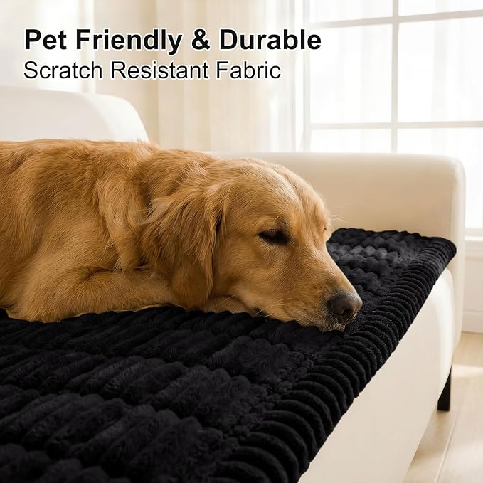 Smiry Couch Cover for Dogs, Non Slip Washable Sofa Protector for Pets, Soft Furniture Cover for Pet, Stylish Sofa Covers, Cozy Protect Against Fur, Dirt & Everyday Messes (Black, 35.4" x 70.9")