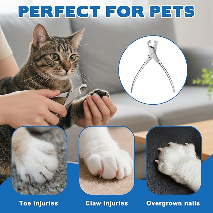 Stainless Steel Dog Clippers for Nails, Cat Nail Trimmer Puppy Dog Nail Clippers, Dogs Nails Cutter for Toenail Grooming, for Large, Medium, Small Dogs, Cats, Pet