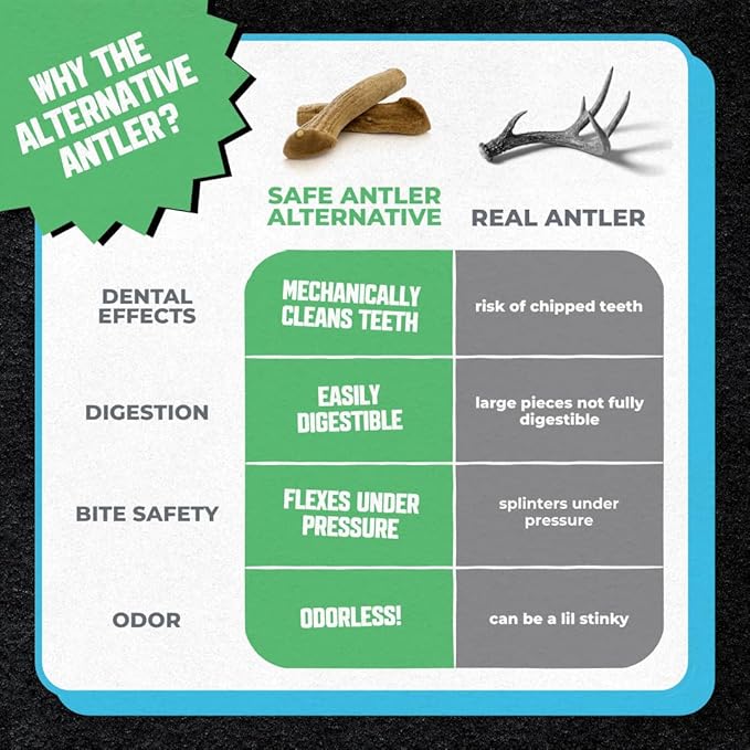 The Chew Must Go On Dog Chew, Long Lasting Healthy Snack for Adult Dogs Over 50 lbs, Made with Real Chicken, Safe Antler Alternative, Highly Digestible, Helps Clean Teeth