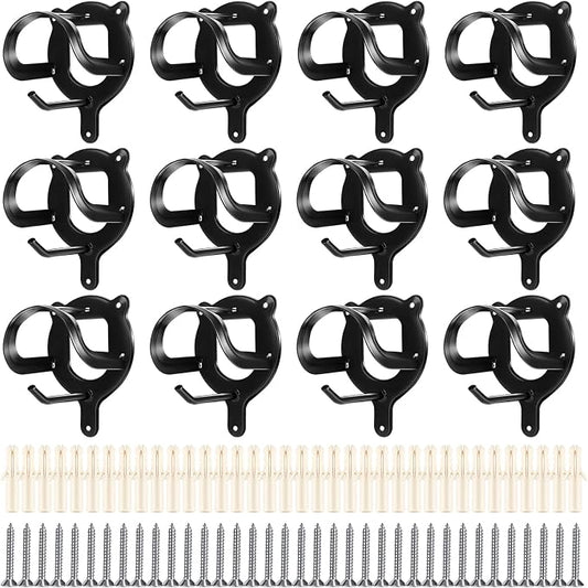 Dunzy 12 Counts Horse Bridle Rack Bridle Bracket Bridle Hooks Horse Tack Storage Halter Hanger Metal Bridle Holder with Tubes and Screw for Horse Barn Supplies, Black