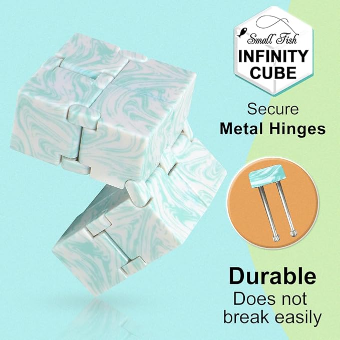 SMALL FISH Infinity Cube Sensory Fidget Toy, Sensory Tool EDC Fidgeting Game for Kids and Adults, Cool Mini Gadget Best for Stress and Stress Relief, Hand-Held Fidget Toy (Marble)