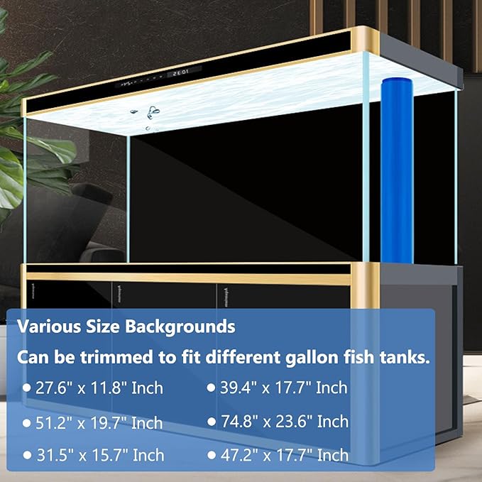 XCNO Aquarium Background Static Cling Black Fish Tank Background Wallpaper Fish Tank Backdrop Vinyl Aquarium Poster Background 31 x 16 in