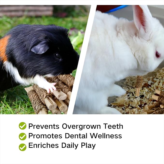 15pcs Rabbits Chew Toy,Natural Seagrass Sweet Bamboo Chew Stick for Small Animals,Bunny Cage Chew Enrichment Toys and Treats for Guinea Pigs Chinchillas Hamsters Rats