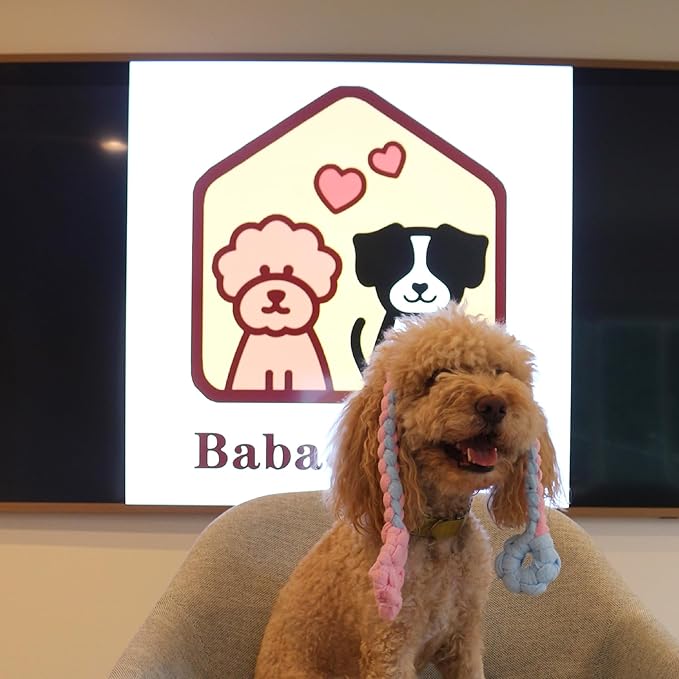 Baba&Nana Braided Fleece Dog Tug Toy, Assorted Colors Dog Rope Toy with Ball, Interactive Tug of War Dog Toy for Large & Medium & Agility Dogs (Pink/Blue-Donut Style)