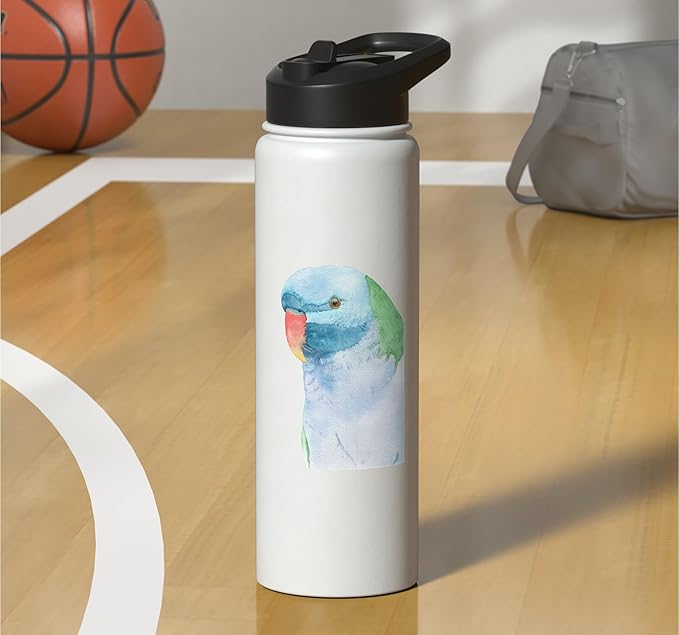 Red-brested moustached parakeet watercolor parrot portrait Stainless Steel Insulated Water Bottle