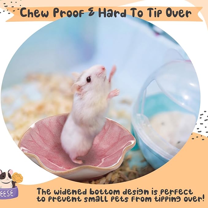 2 Pcs Hamster Food Bowl Ceramic Food Water Feeding Dish for Hamster Guinea Pig Hedgehog Gerbil Dwarf Rat Mice Chinchilla Sugar Glider(Lotus Leaf)
