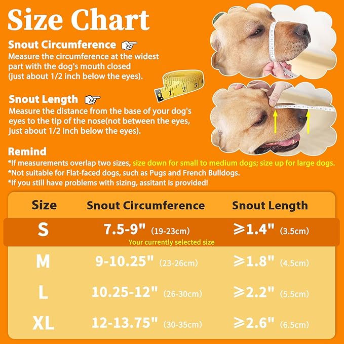 Mayerzon Dog Muzzle for Large Medium Small Dogs, Adjustable Fit, Soft & Sturdy Fabric, Prevents Fierce Barking Biting Chewing, Ideal for Grooming Walking Vet Visits, Allows to Pant Drink (Khaki, S)
