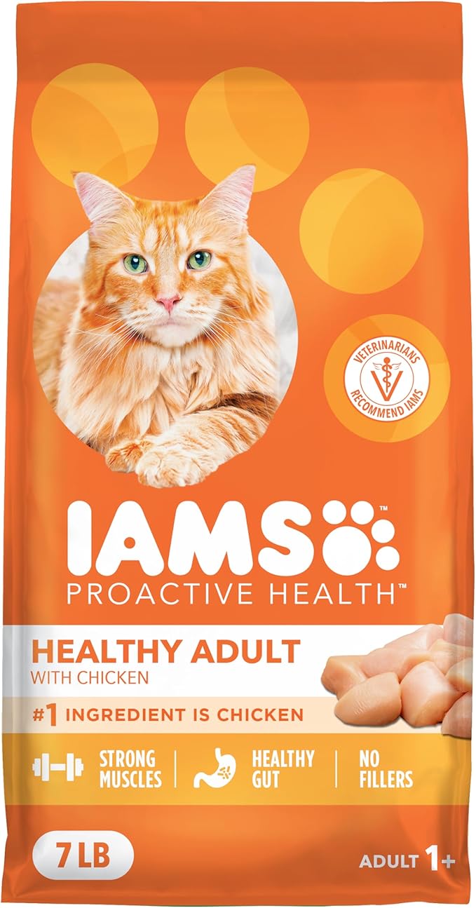 IAMS Proactive Health Dry Cat Food, Healthy Cat Food Dry Recipe for Adults, with Chicken 7 lb. Bag