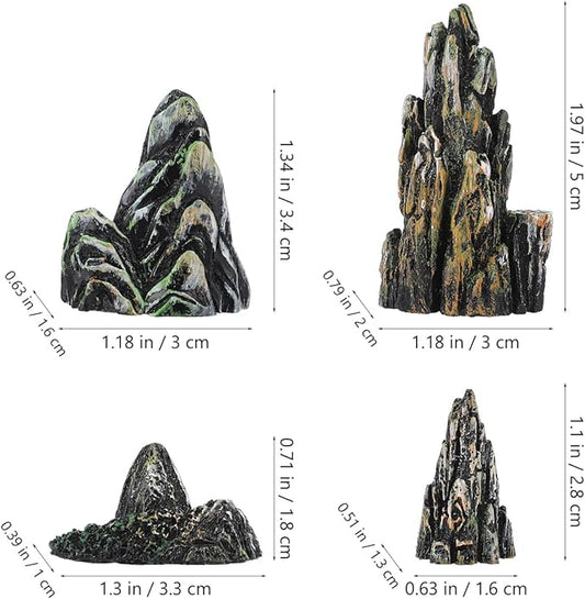 HANABASS 8 Pcs Miniature Rockery Decor Resin Statues for Aquarium and Zen Garden Micro Landscape Small Bonsai Ornaments for Fish Tank and Home Decoration