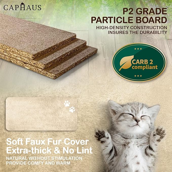 CAPHAUS Cat Tower for Indoor Cats, Modern Cute 40-Inch Small Cat Tree with Widened Perch for Large Cats Kittens, Multi-Level Cat Activity Tree with Scratching Posts, Tunnel, Basket, Cat Cave Condo