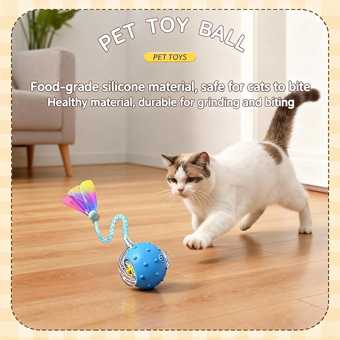 Interactive Cat Toys for Indoor Cats with 3 Tails,Automatic Moving Kitten Toys,Cat Toys for Bored Indoor Adult Cats,Smart Rechargeable Cat Enrichment Toys for Cats to Keep Them Busy, Pet Toy Cat Ball